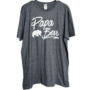 Papa Bear Short Sleeve Crew Neck Graphic Tee Grey and White Size XL